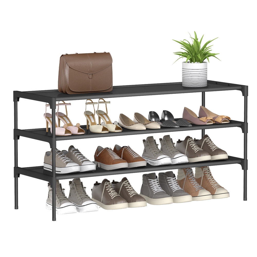 3 tasandiga jalatsiriiul, must, metallraam, 29,7 x 91,8 x 53,5 cm