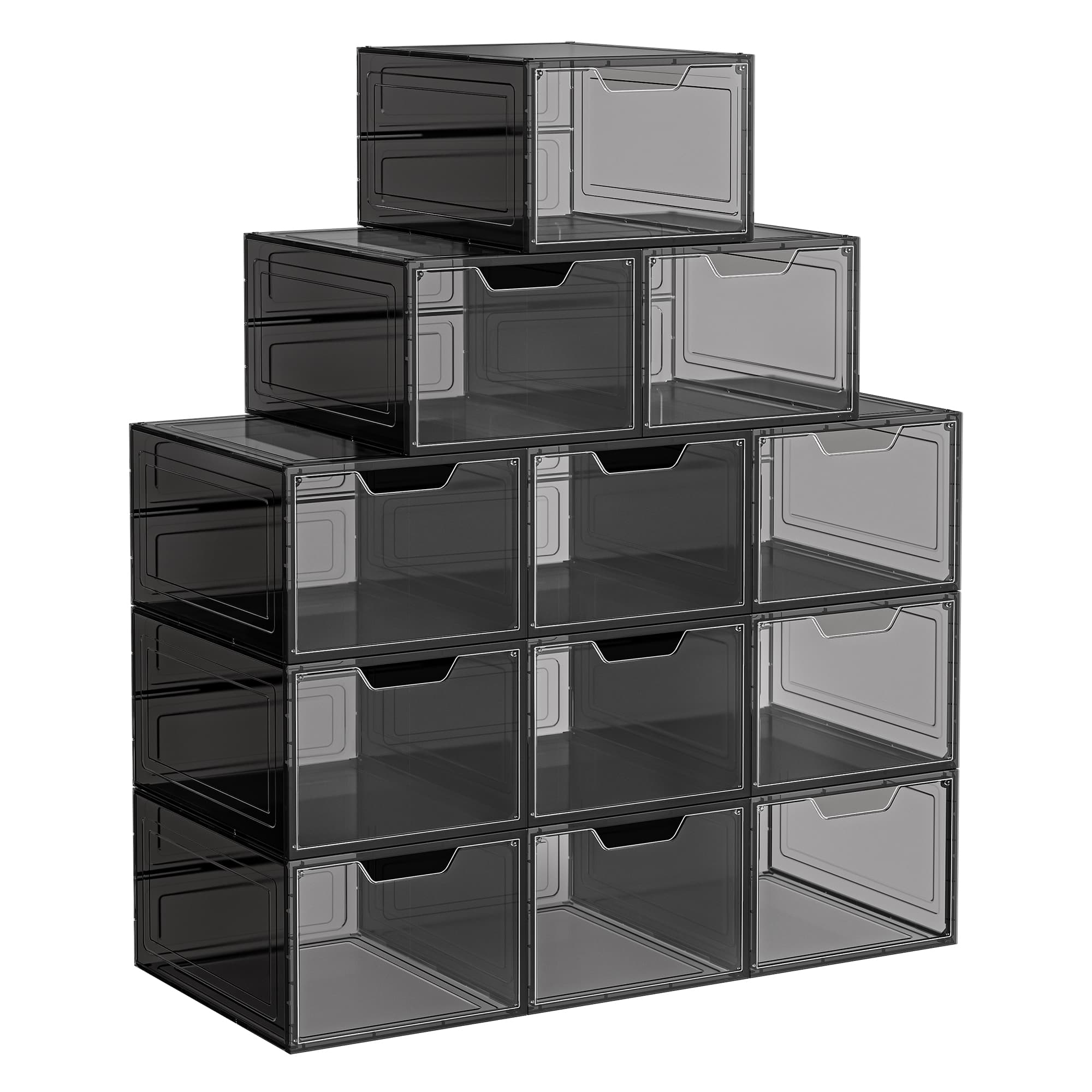 Apavu kastes, 12 gab., caurspīdīgi melnas, plastmasas, 34 x 25 x 18,4 cm - Image 3