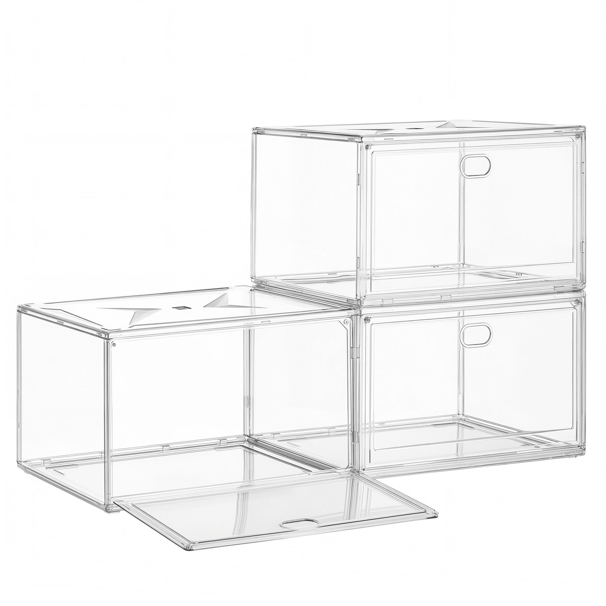 Jalatsikastid, 3-osaline komplekt, läbipaistvad, PET-plastikust, 36 x 27 x 21 cm