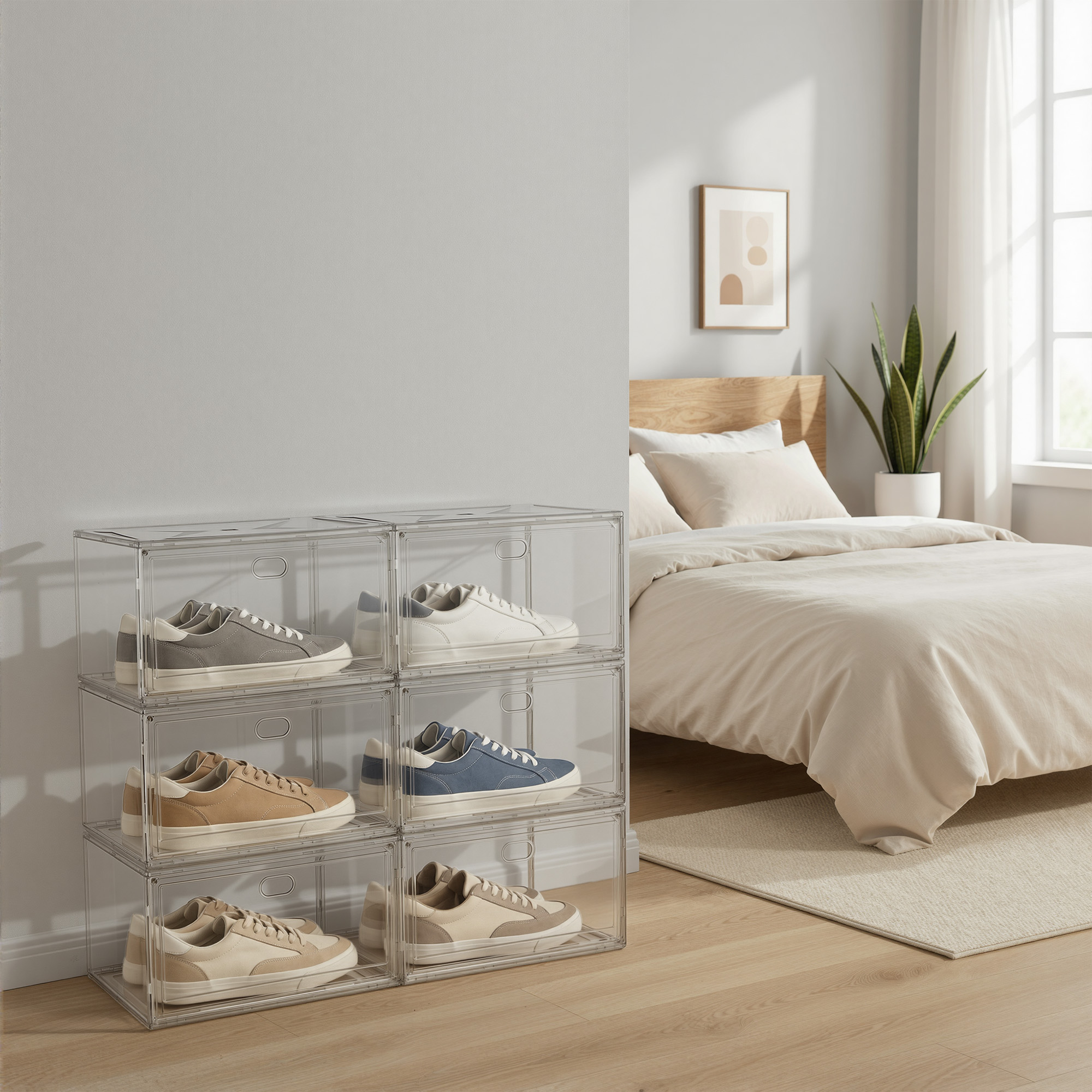 Batų dėžės, 3 vnt. rinkinys, skaidrios, iš PET plastiko, 36 x 27 x 21 cm - Image 4