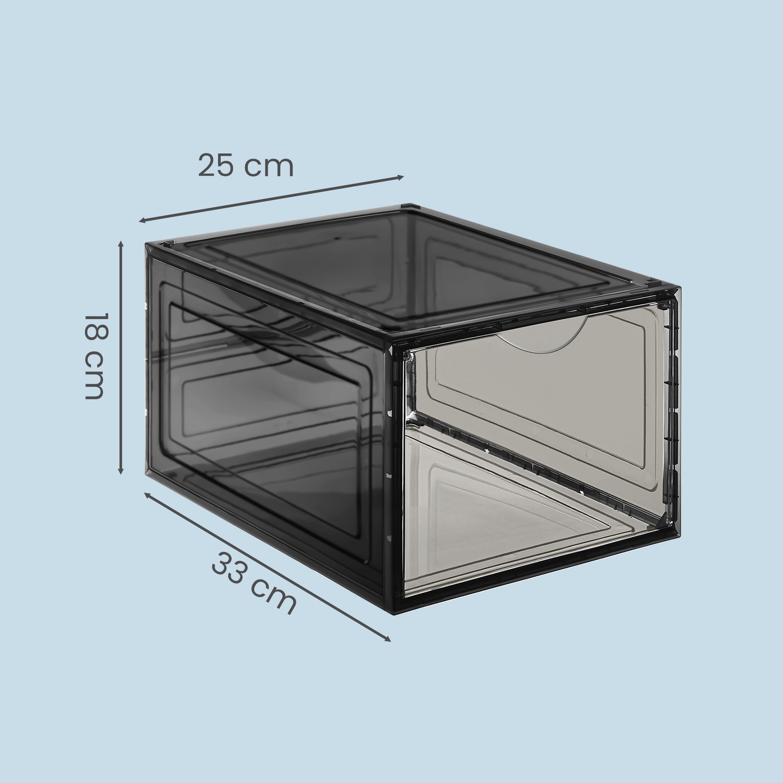 Kenkälaatikot muovista ovella, läpinäkyvän mustat, 12 kpl, 27 x 34,5 x 19 cm - Image 3