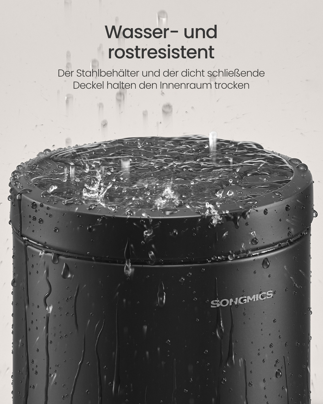 Kosmetiikkapoljinroskakori 6 l, terästä, soft-close-kansi, musta, 26 x 20,5 x 28 cm - Image 3