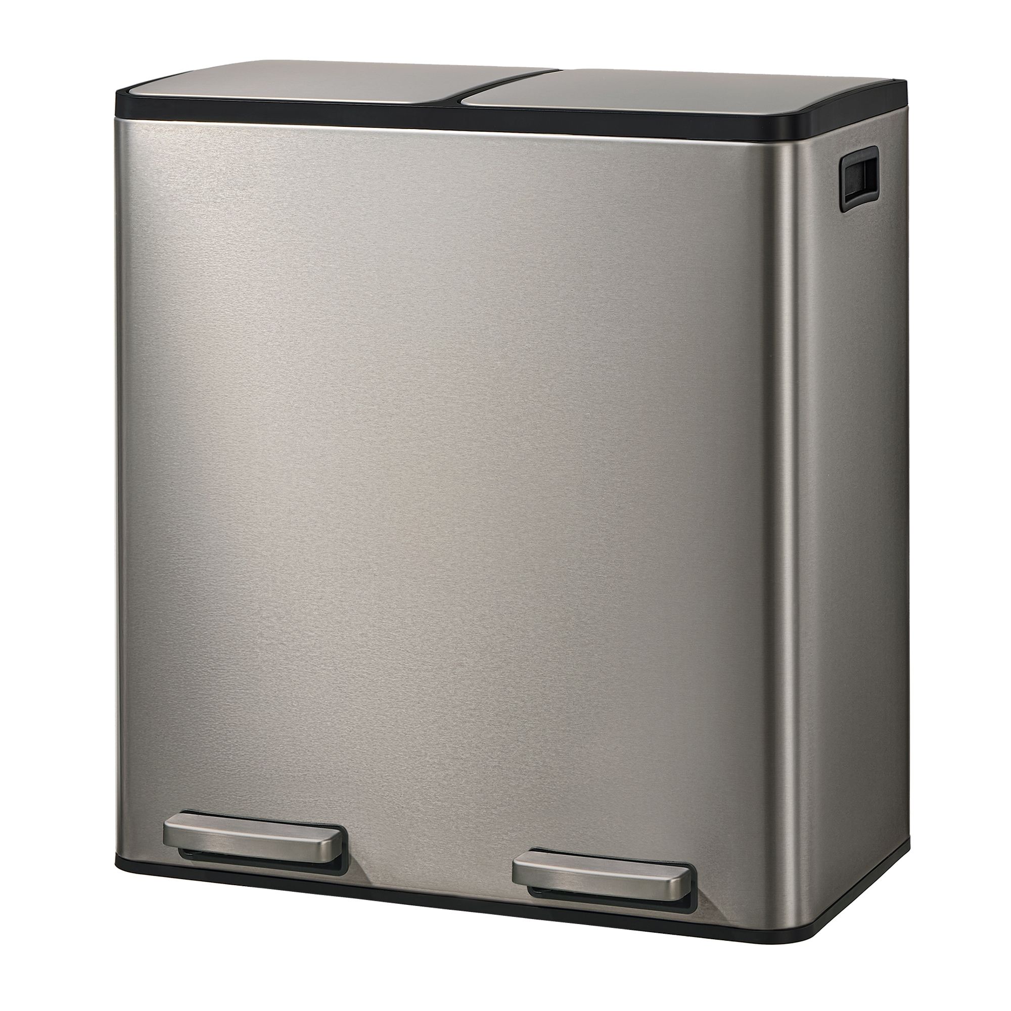 Šiukšliadėžė su 2 skyriais, 2 x 30 l, pedalinis dangtis, soft-close, sidabrinė - Image 2