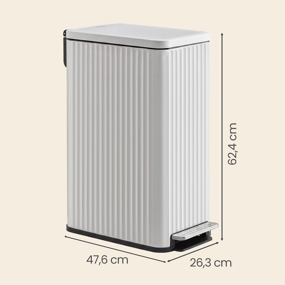 Keittiön poljinroska-astia 50 l, soft-close-kansi, teräs, valkoinen - Image 3