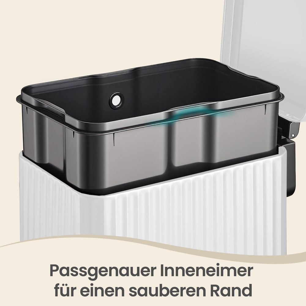 Keittiön poljinroska-astia 50 l, soft-close-kansi, teräs, valkoinen - Image 6