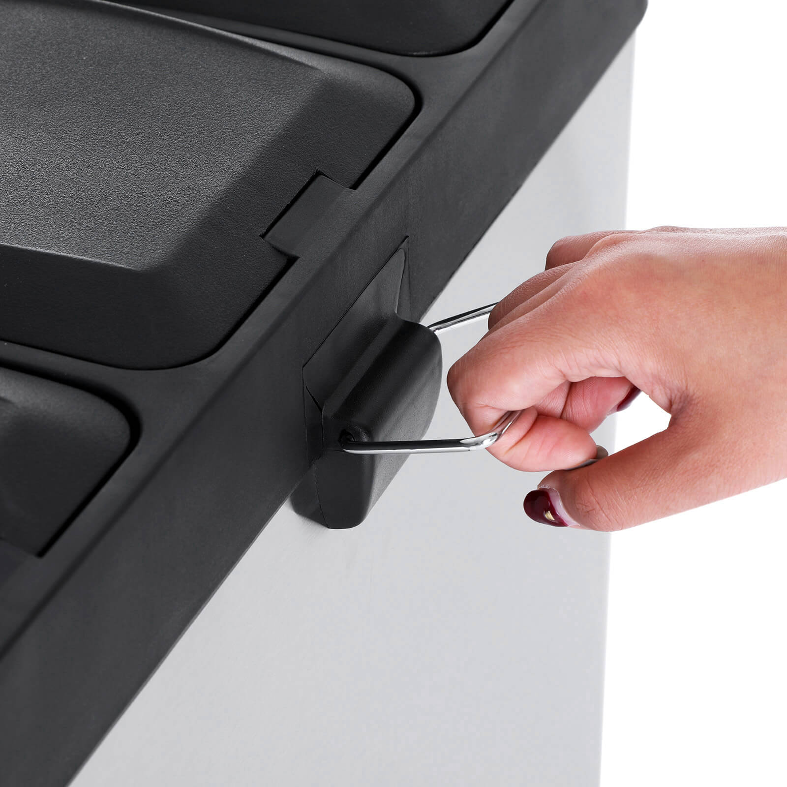 Atkritumu šķirošanas tvertne, 54 l, 3 x 18 l, nerūsējošais tērauds, sudraba krāsā - Image 6