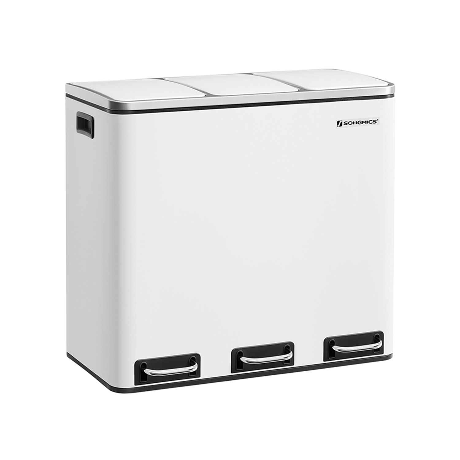 Keittiön poljinroska-astia, 54 l, 3 x 18 l, valkoinen, teräs ja muovi