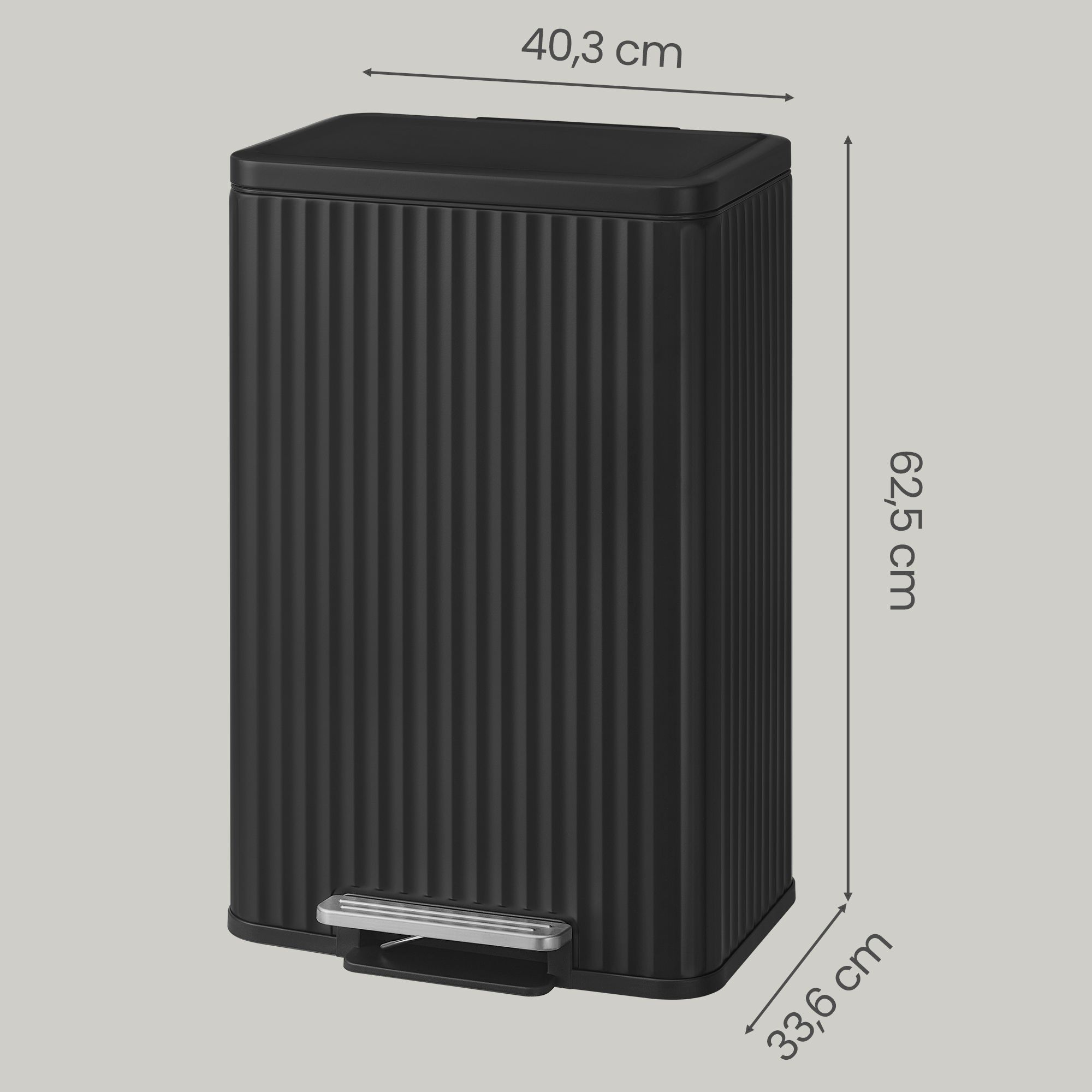 Virtuves atkritumu tvertne 50 l, tērauda, ar pedāli un izņemamu iekšējo spaini, melna - Image 3