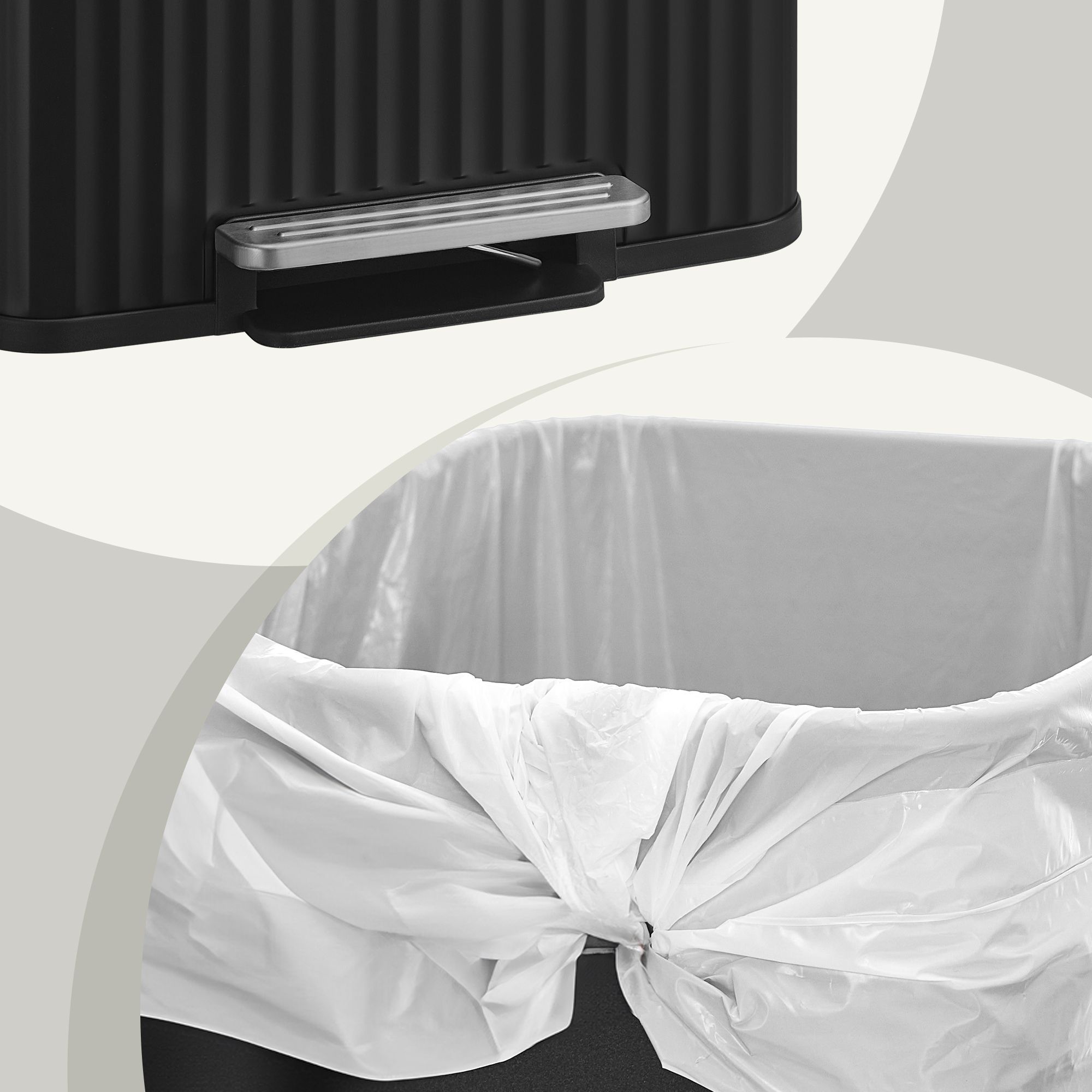 Virtuves atkritumu tvertne 50 l, tērauda, ar pedāli un izņemamu iekšējo spaini, melna - Image 7