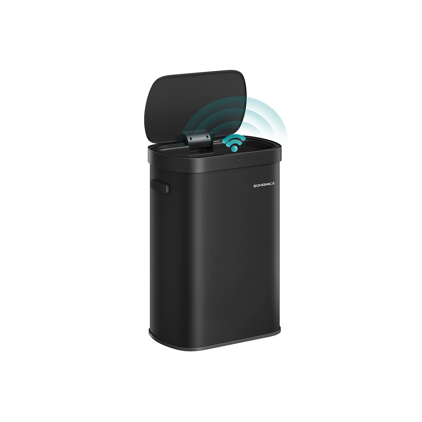 Automatinė šiukšliadėžė su jutikliu, 50 l, plieninė, juoda, su švelniai užsidarančiu dangčiu