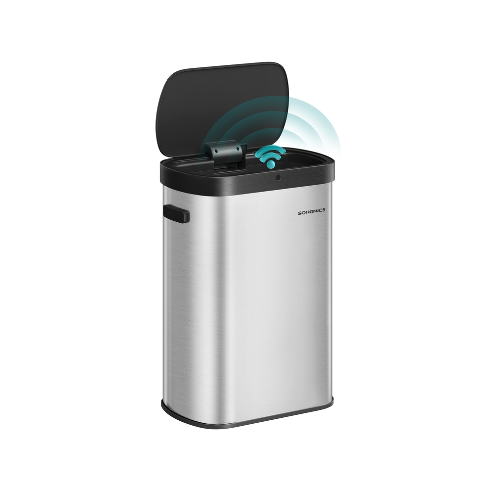 Automatinė šiukšliadėžė su jutikliu, 50 l, plieninė, sidabro ir juodos spalvos