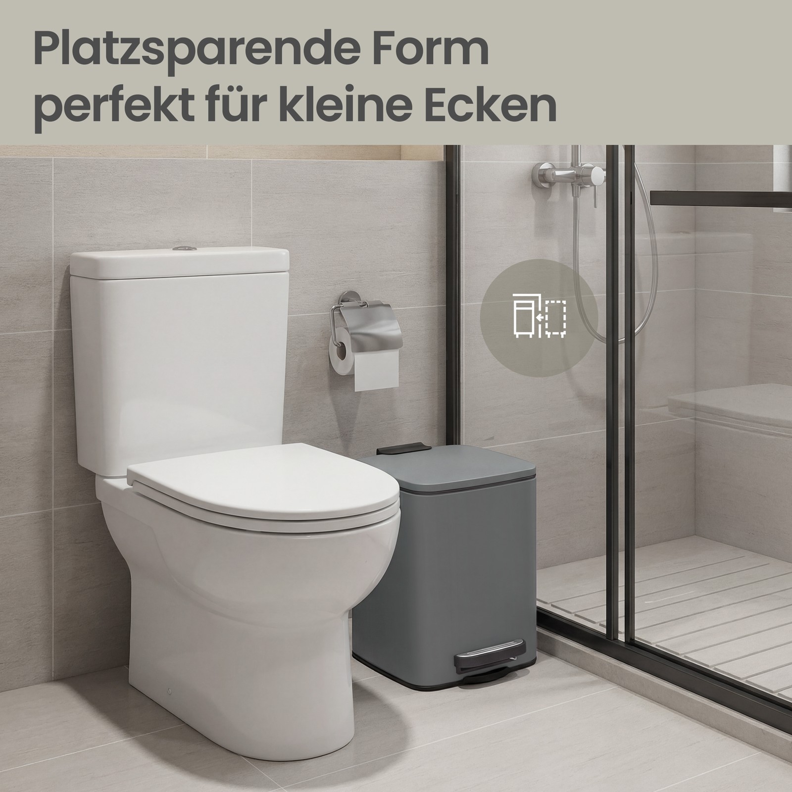 Atkritumu tvertne ar pedāli, 6 l, pelēka, tērauda, ar vāku un klusu aizvēršanu - Image 8