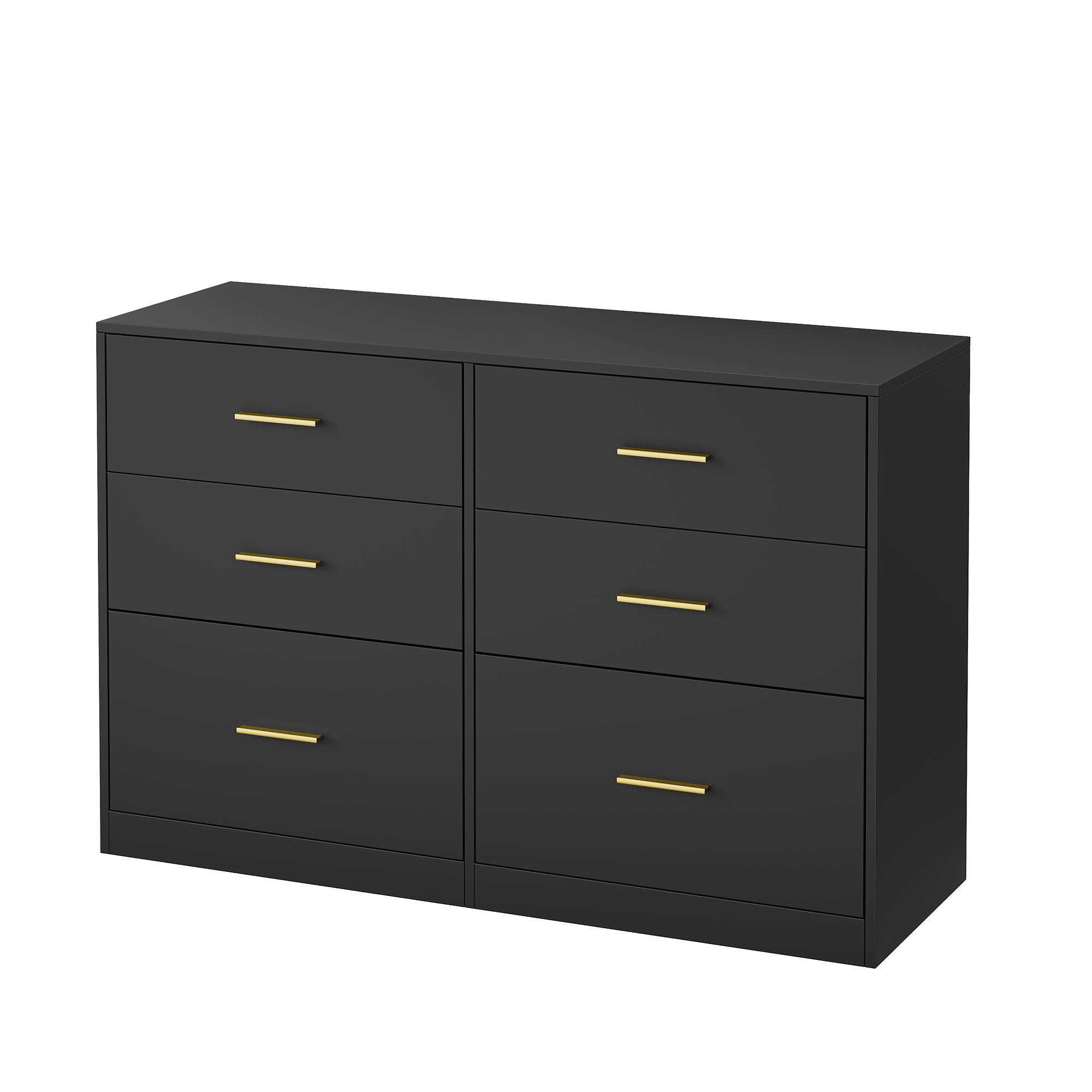 Lipasto 6 laatikolla, musta, lastulevyä ja MDF:ää, 40 x 119 x 78 cm
