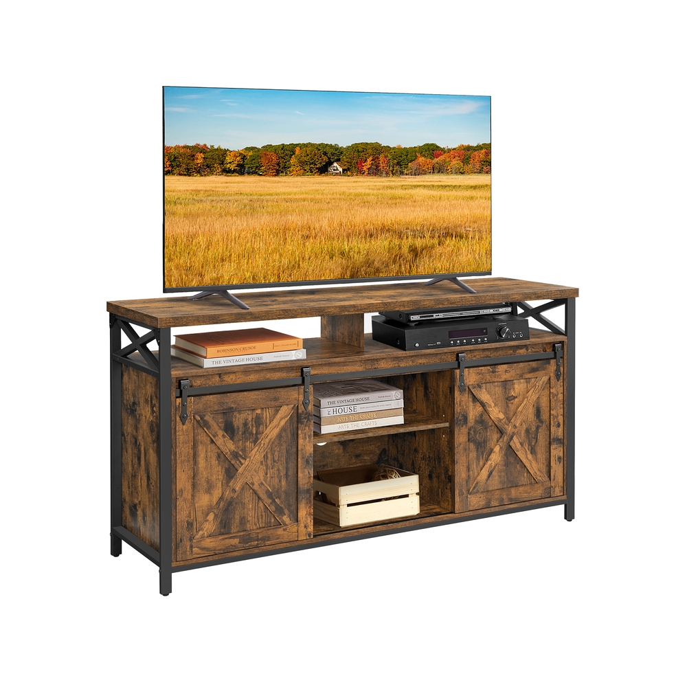 TV spintelė, 147 x 40 x 76 cm, vintage ruda-juoda, medžio drožlių plokštė ir plienas