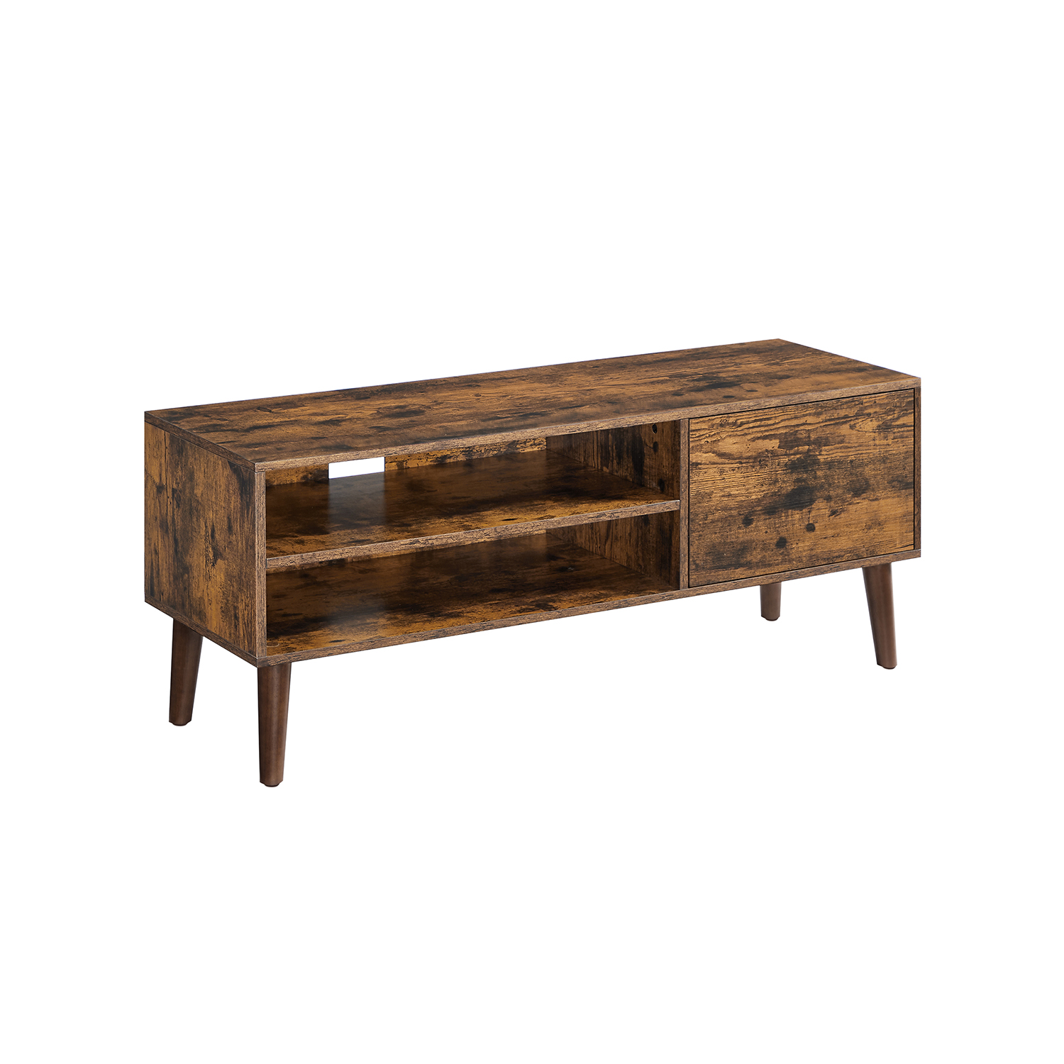 TV spintelė 120 cm, pramoninio stiliaus, balta ir vintage ruda, 40 x 120 x 49 cm
