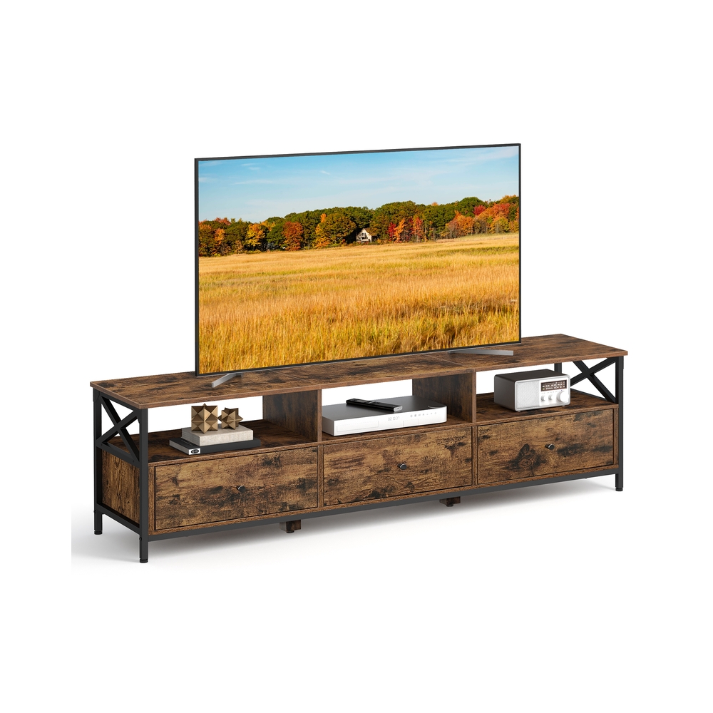 TV spintelė iki 80 colių televizoriui, 3 stalčiai, 3 atviros lentynos, 178 x 40 x 50 cm