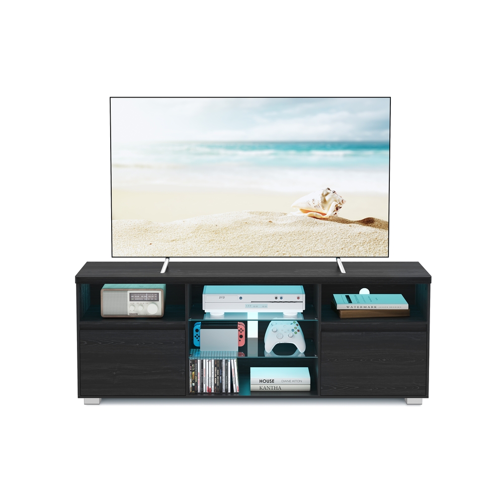 TV spintelė iki 70 colių televizoriui su LED apšvietimu, juoda, 160 x 40 x 60 cm