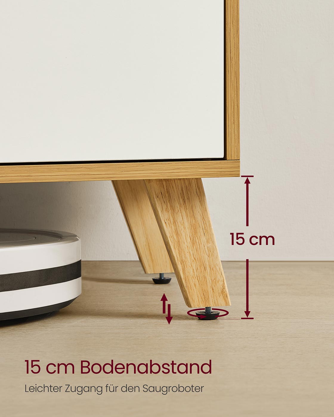 TV skapītis televizoriem līdz 65 collām, 147 x 39 x 50 cm, regulējams plaukts, ozola un krēmbalts - Image 5