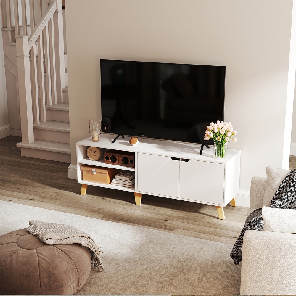 TV spintelė su 2 durelėmis, reguliuojamomis lentynomis, 140 x 40 x 50 cm, iki 60 colių - Image 2