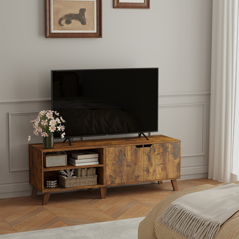 TV spintelė su 2 durelėmis, reguliuojamomis lentynomis, 140 x 40 x 50 cm