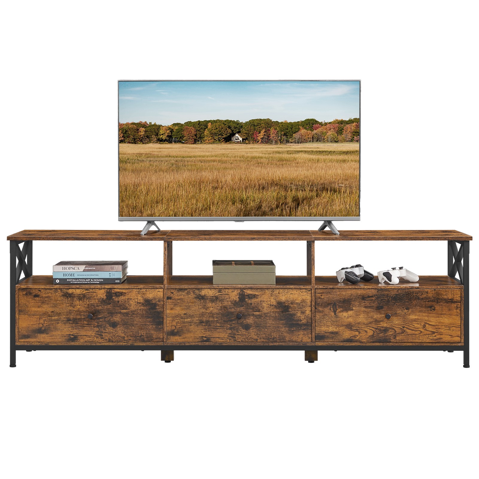 TV staliukas televizoriams iki 80 colių, 178 x 40 x 50 cm, ruda-juoda - Image 2