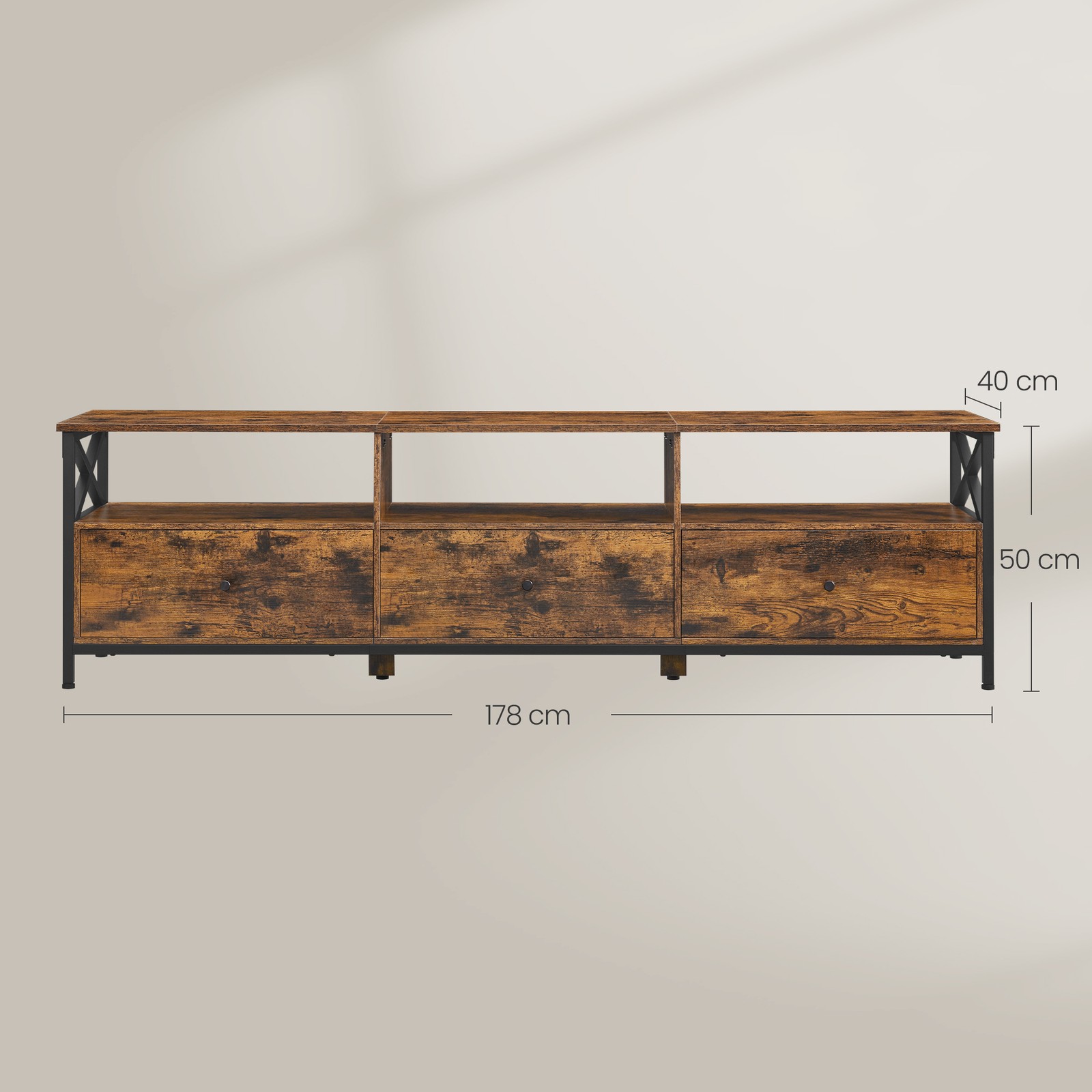 TV staliukas televizoriams iki 80 colių, 178 x 40 x 50 cm, ruda-juoda - Image 3