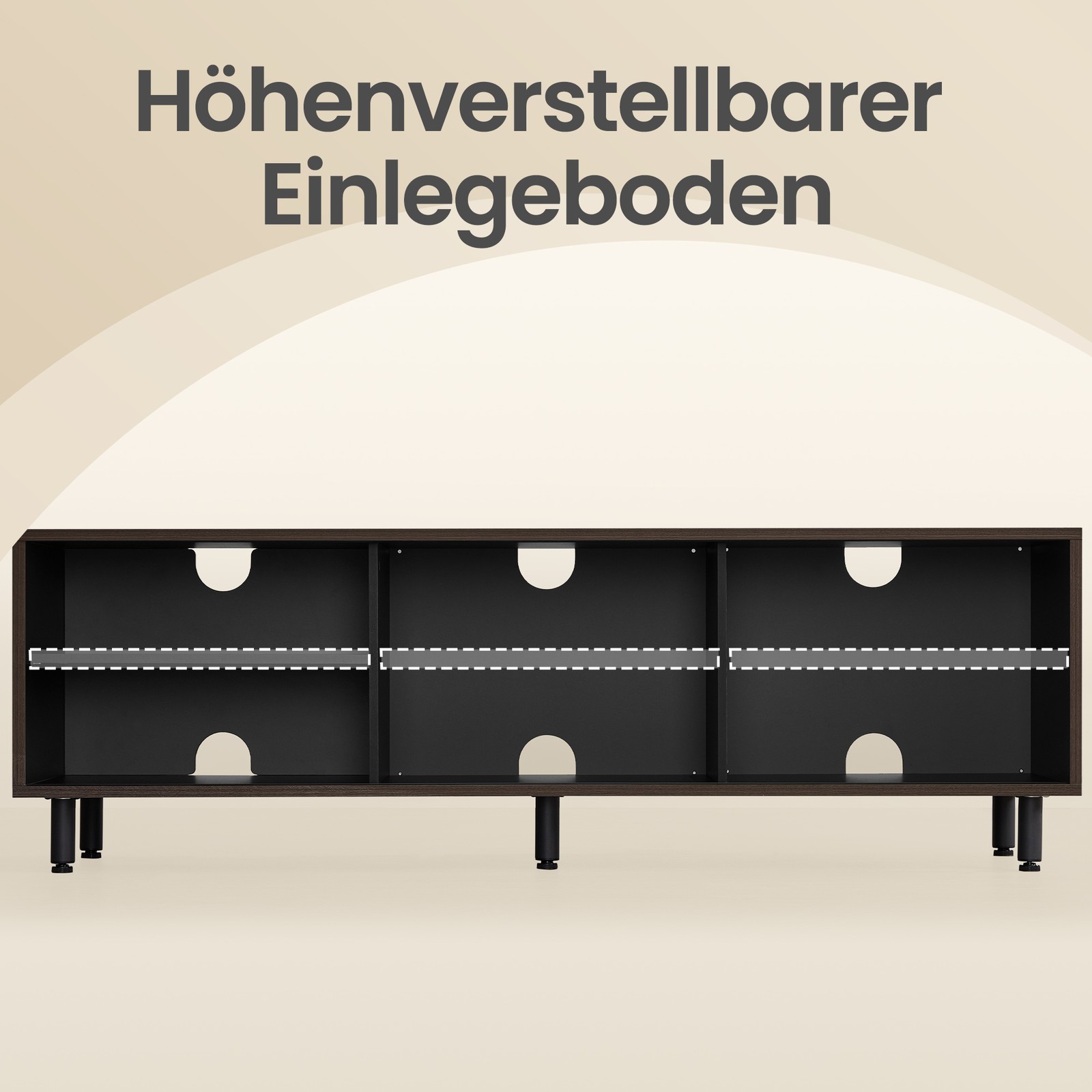TV-taso enintään 60 tuuman televisiolle, 140 x 39 x 45 cm, uurrettu lasi, ruskea-musta - Image 7