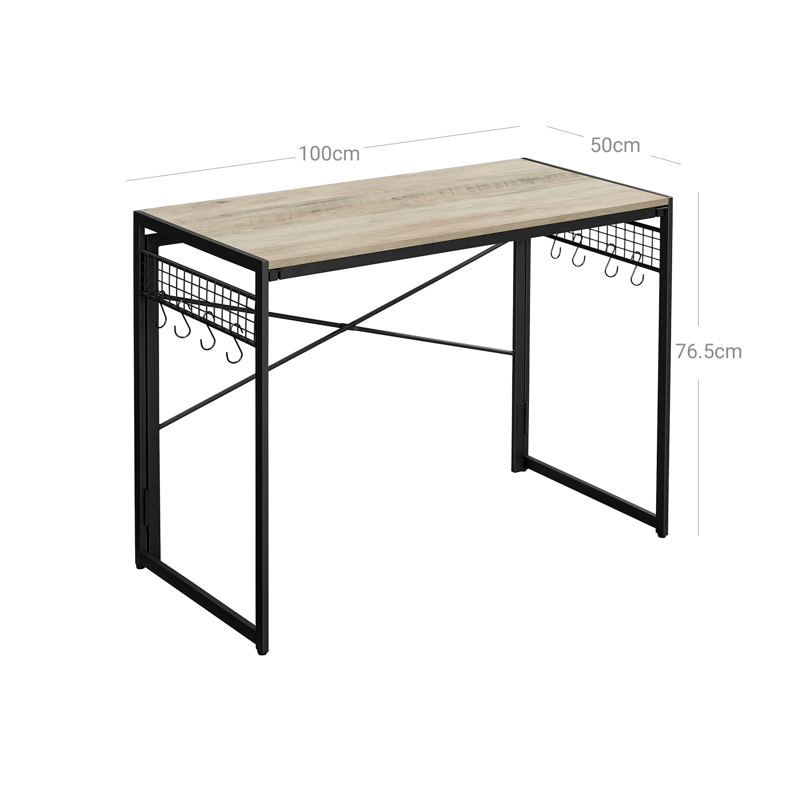 Rakstāmgalds ar metāla rāmi, 100 x 50 x 75 cm, skaidu plātne un tērauds, pelēkbrūns-melns - Image 7