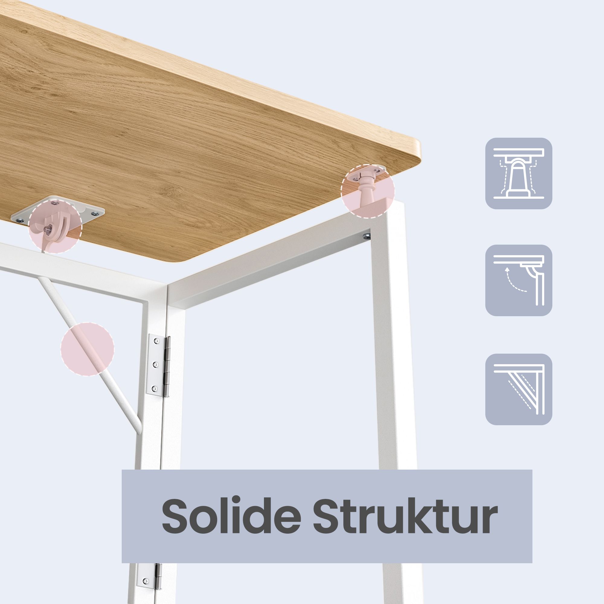 Sulankstomas kompiuterio stalas su užapvalintais kampais, 100 x 50 x 74 cm, ąžuolo spalvos - Image 6