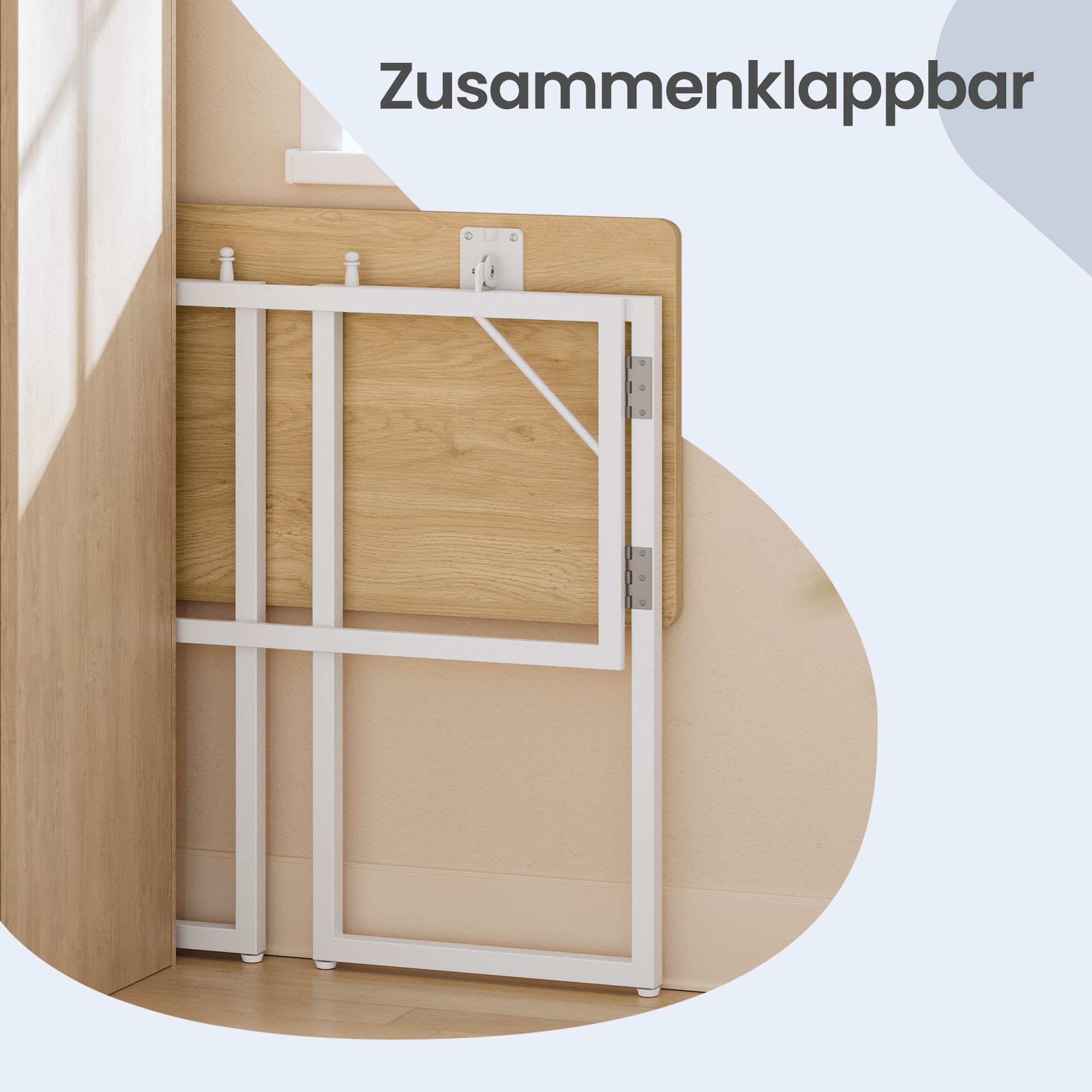 Sulankstomas kompiuterio stalas su užapvalintais kampais, 100 x 50 x 74 cm, ąžuolo spalvos - Image 7