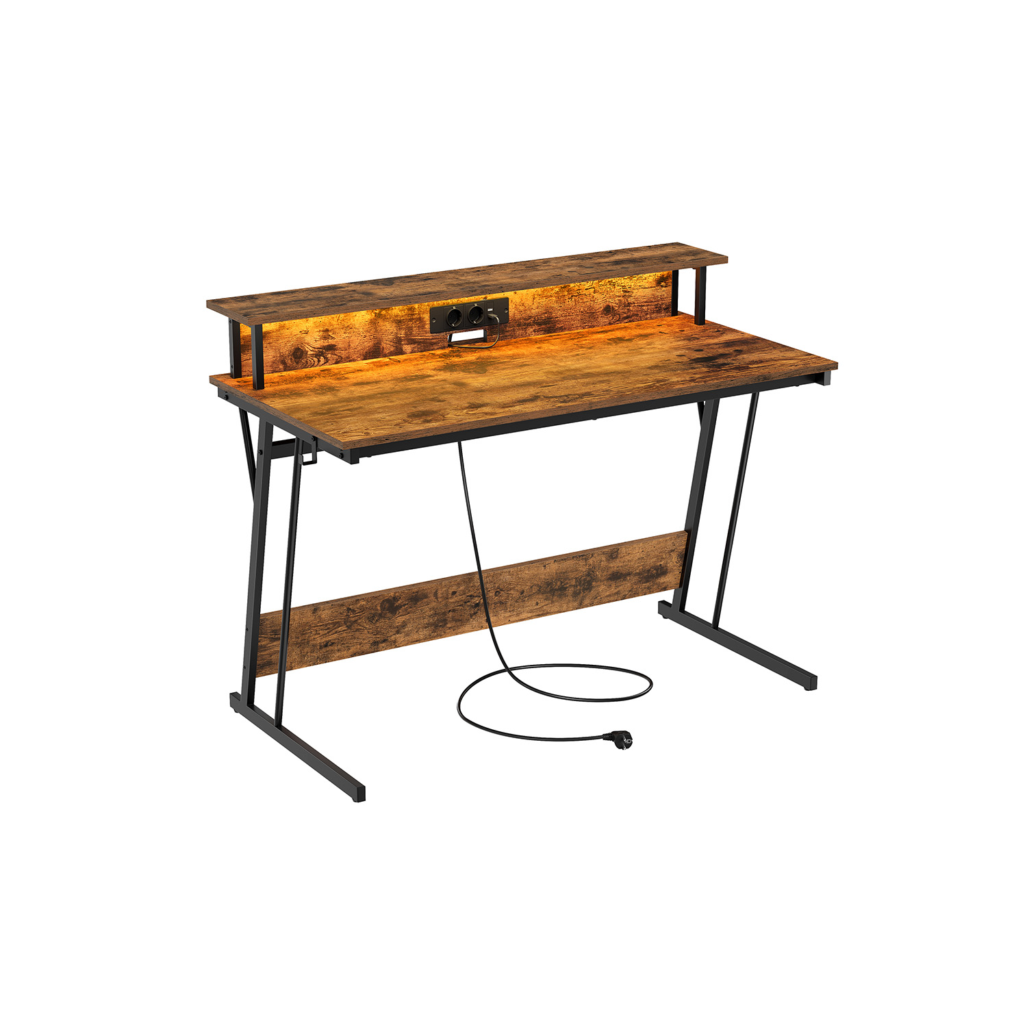 Arvutilaud pistikupesadega, 60 x 120 x 76 cm, vintagepruun