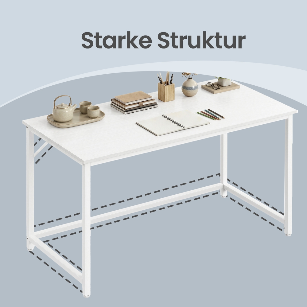 Arvutilaud, 120 x 60 x 76 cm, puitlaastplaadist ja terasest, valge