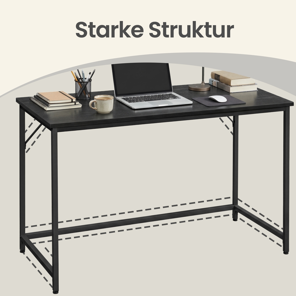 Kirjutuslaud 100 x 50 x 76 cm, must, puitlaastplaadist ja terasest - Image 7