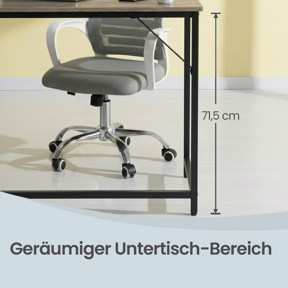 Tietokonepöytä kotitoimistoon, 100 x 50 x 76 cm, lastulevyä ja terästä, ruskea-musta - Image 8