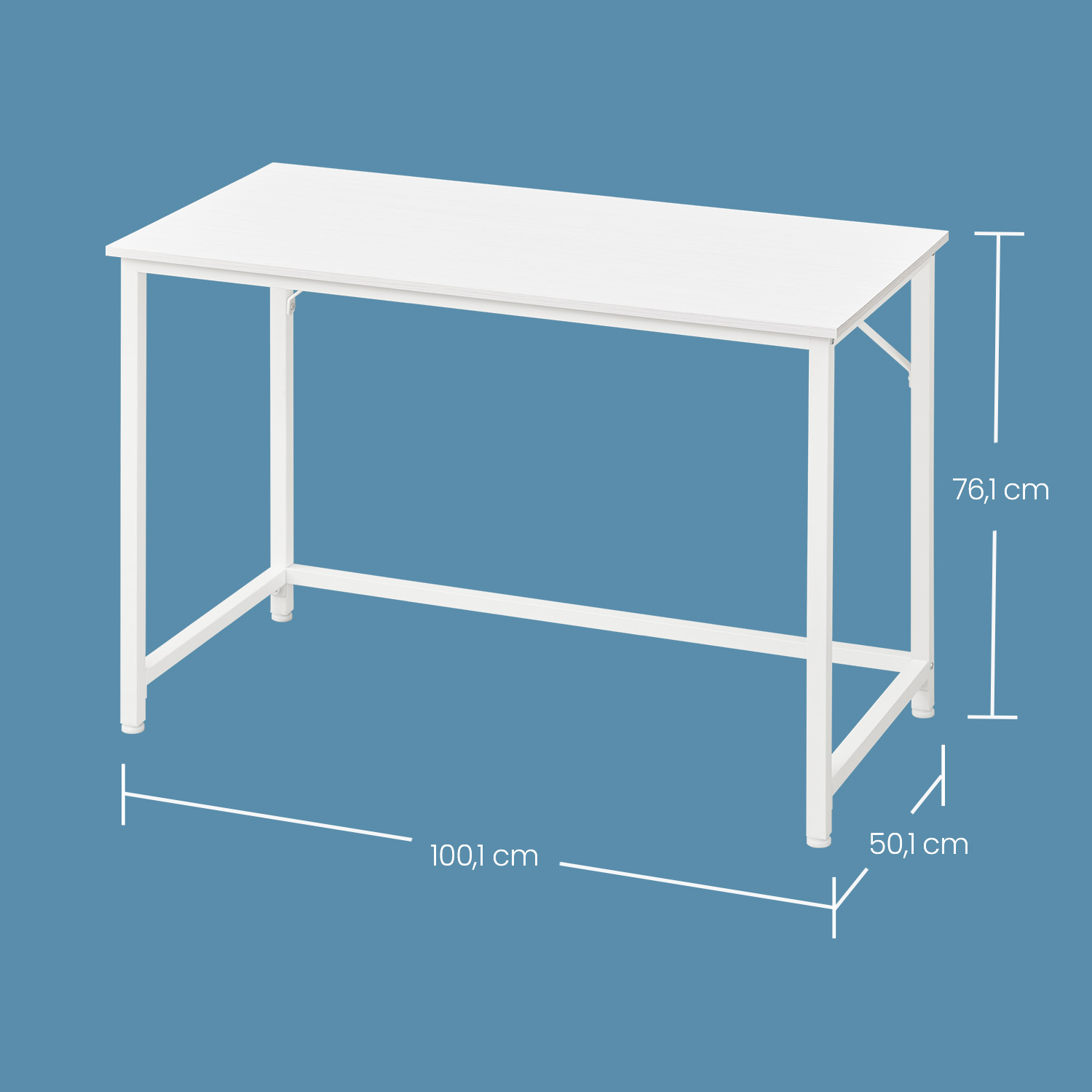 Kompiuterio stalas, baltas, medžio drožlių plokštės ir plieno, 50 x 100 x 76 cm - Image 5