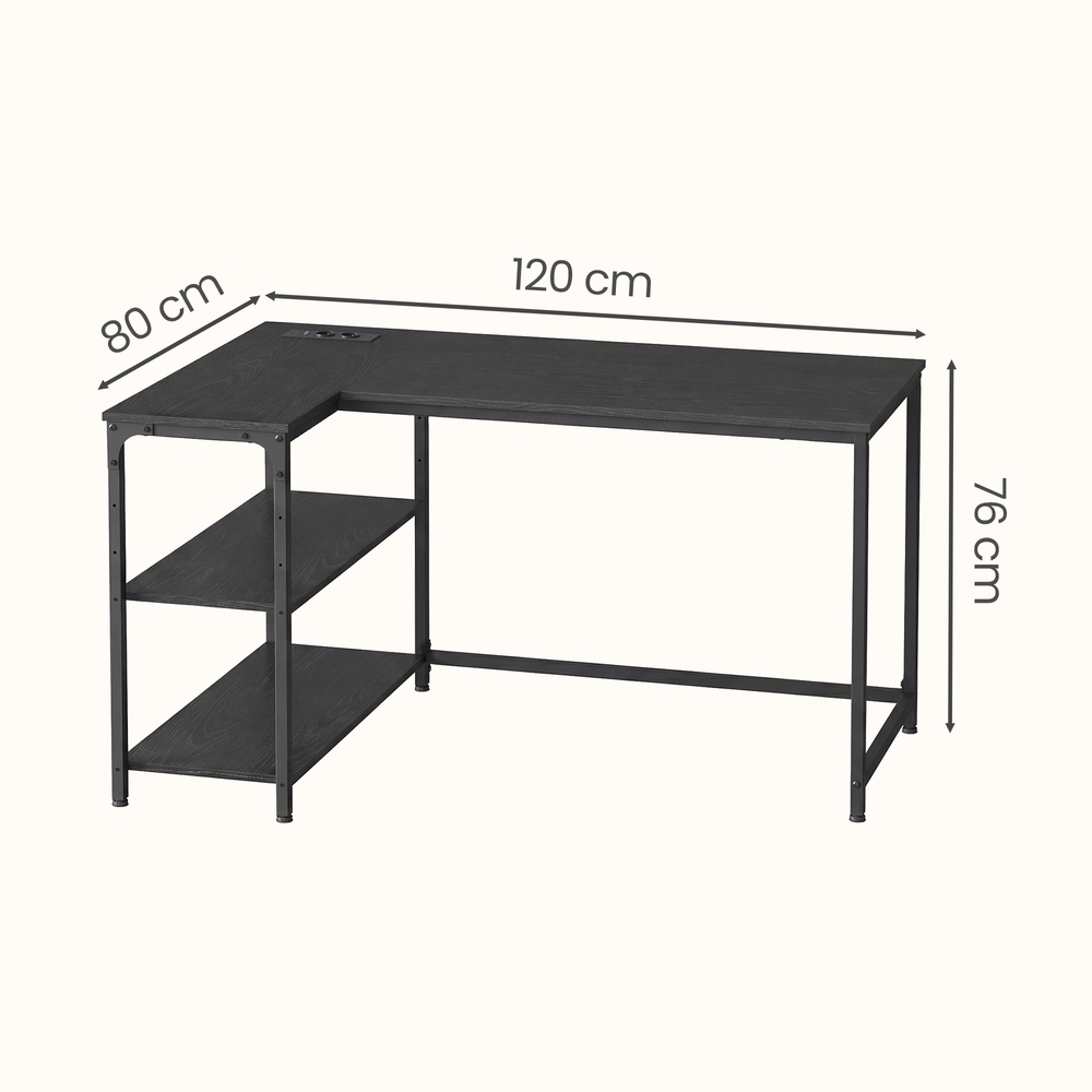 L formas datorgalds ar glabāšanas vietu, regulējamu plauktu, 120 x 80 x 76 cm - Image 5