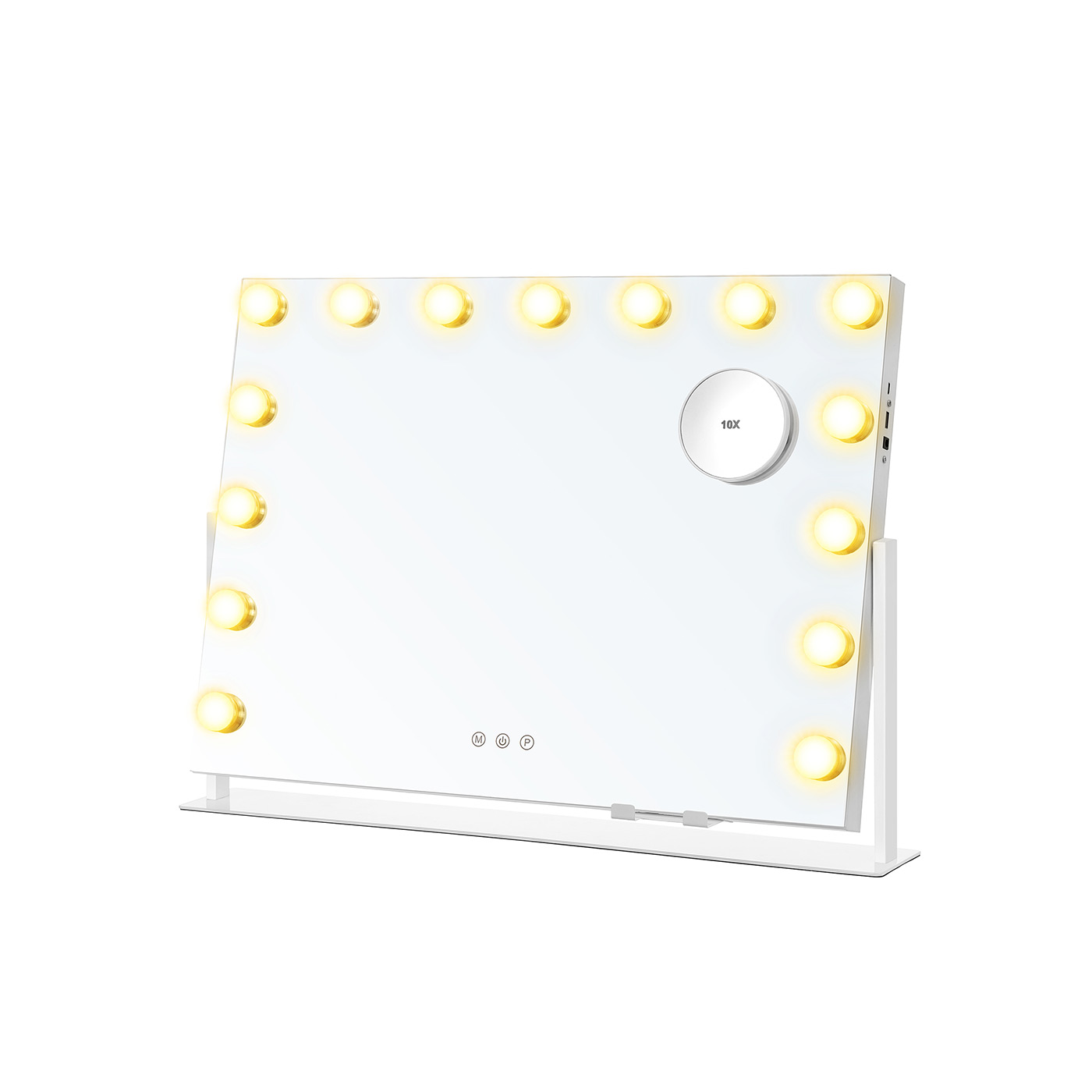Valgustusega meigipeegel, 15 LED-pirni, 58 x 43 cm, mattvalge