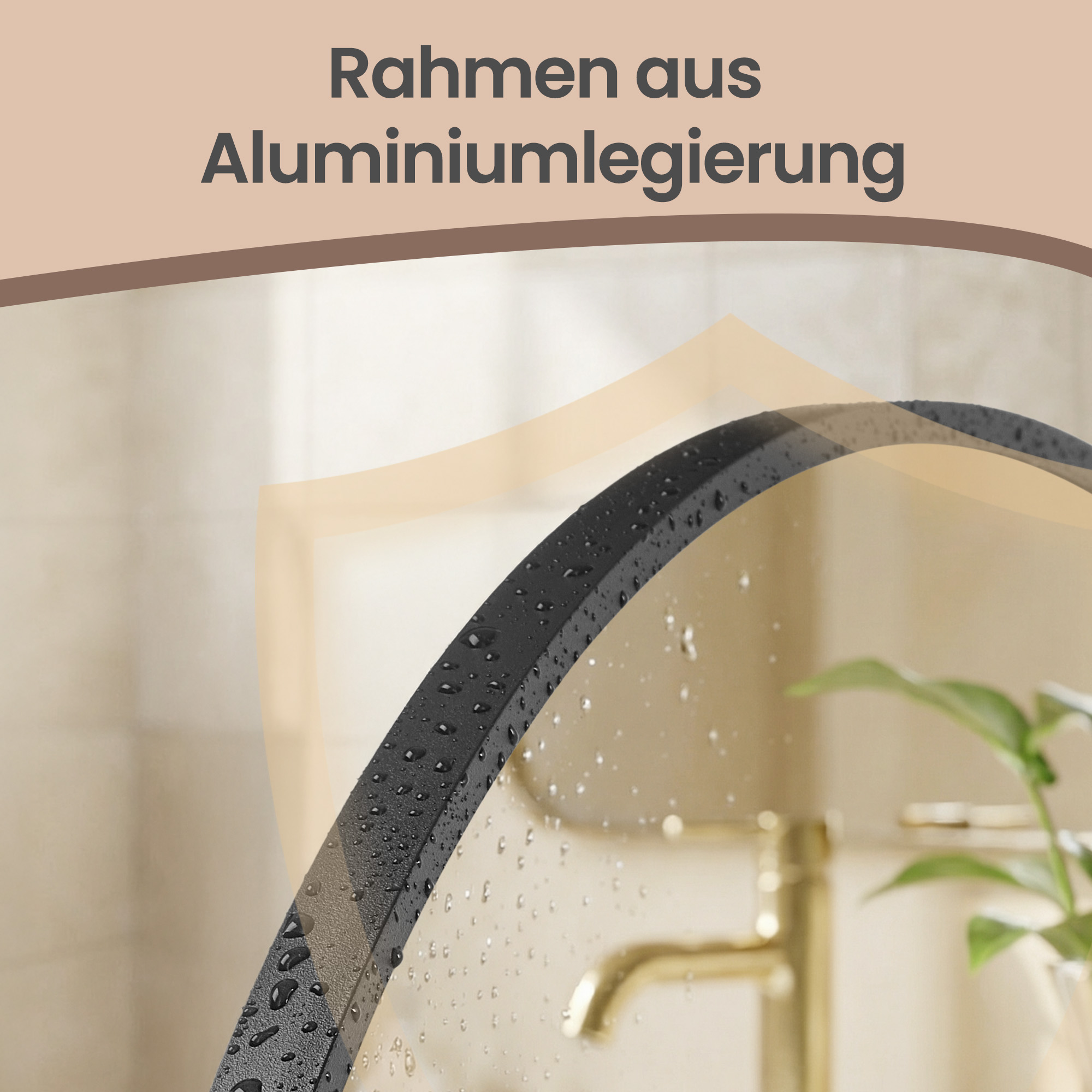 Sienas spogulis ar alumīnija rāmi, melns, 81 x 61 cm - Image 6