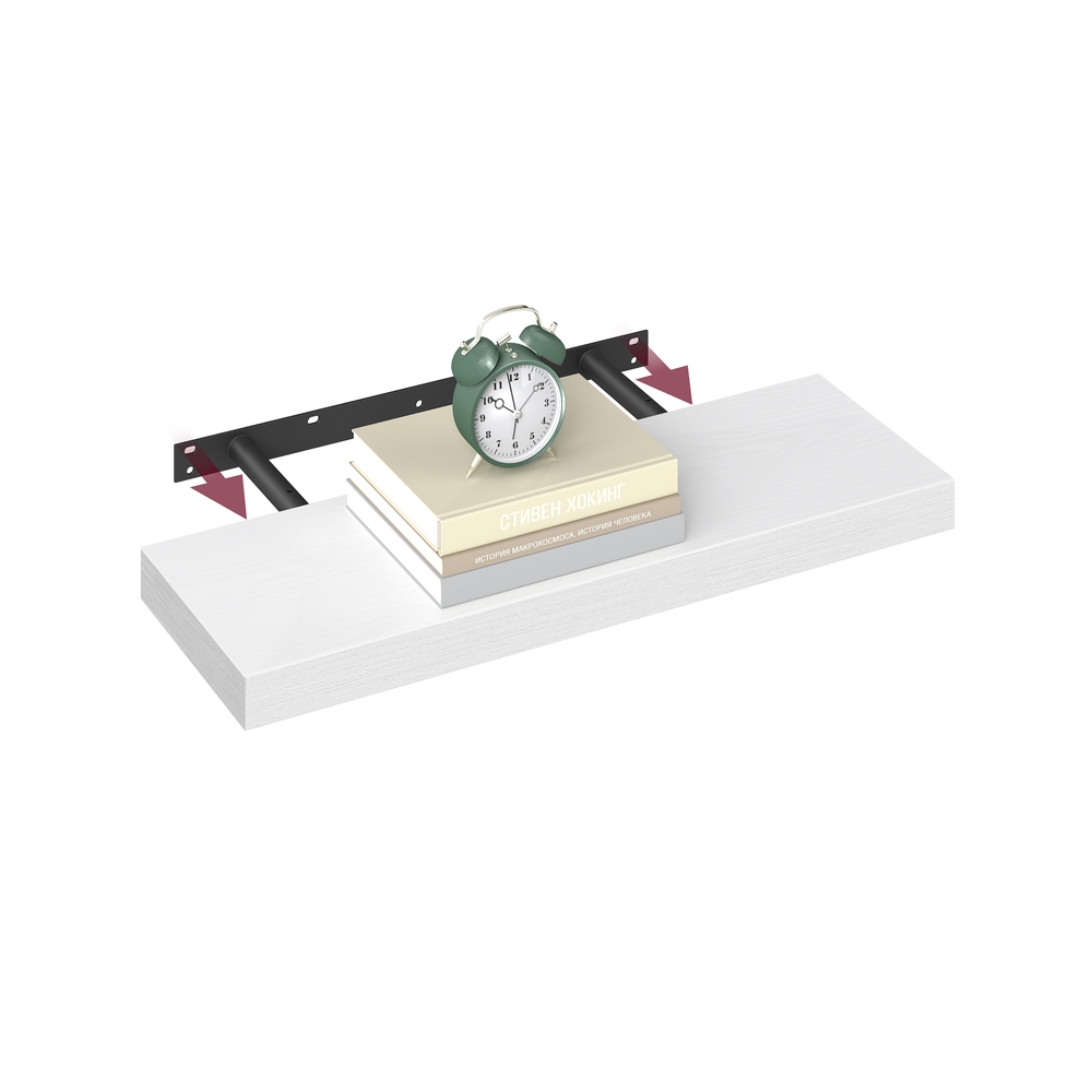 Sieninė lentyna, sniego baltumo, iš MDF ir plieno, 20 x 60 x 3,8 cm, iki 10 kg