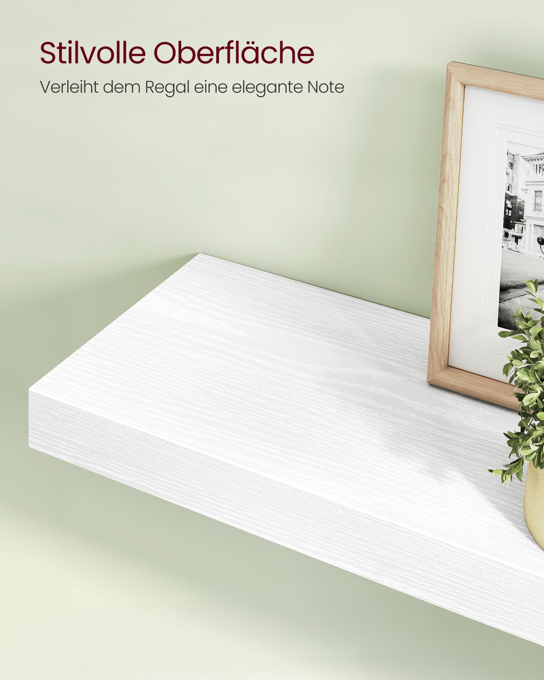 Sieninė lentyna, sniego baltumo, iš MDF ir plieno, 20 x 60 x 3,8 cm, iki 10 kg - Image 7
