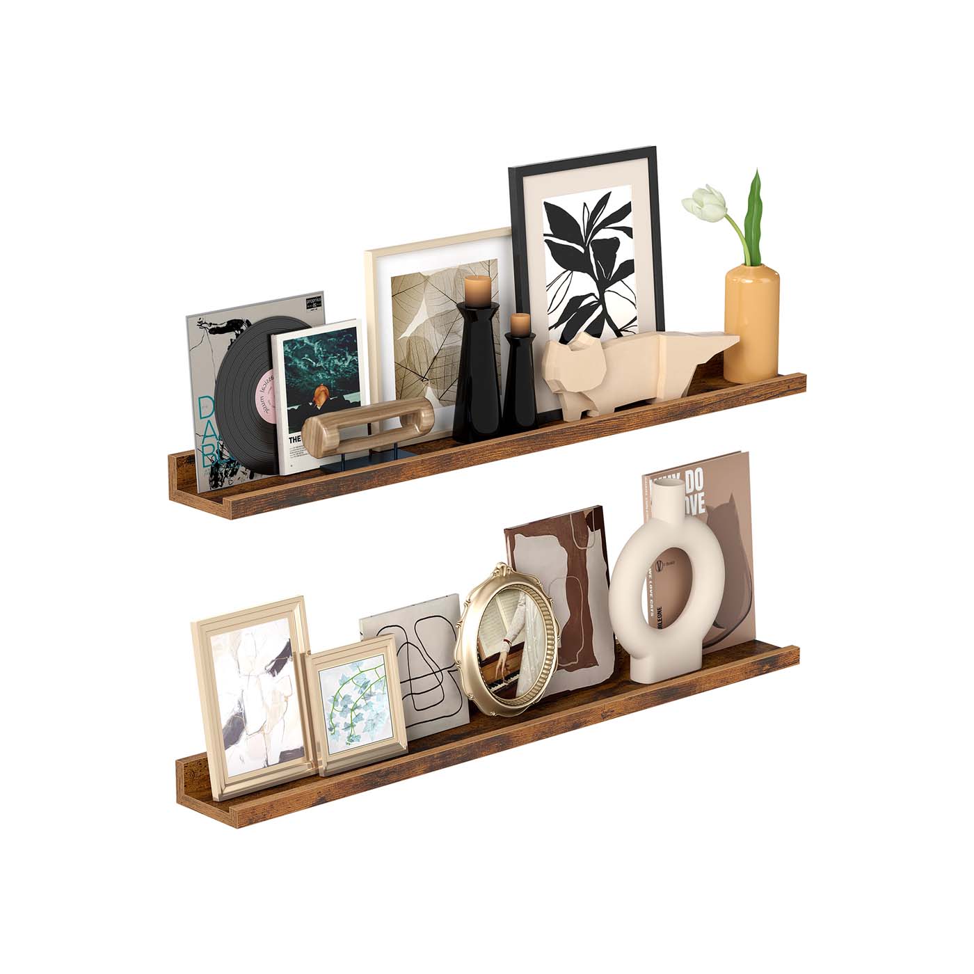 Seinähyllyt, 3 kpl setti, 80 cm, MDF, vintage ruskea