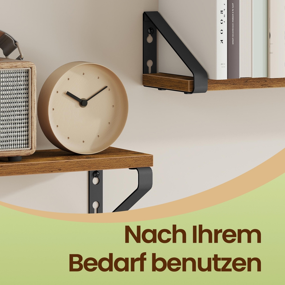 Sieninė lentyna, 2 vnt. komplektas, 40 cm, medžio drožlių plokštė ir plienas, ruda-juoda - Image 5