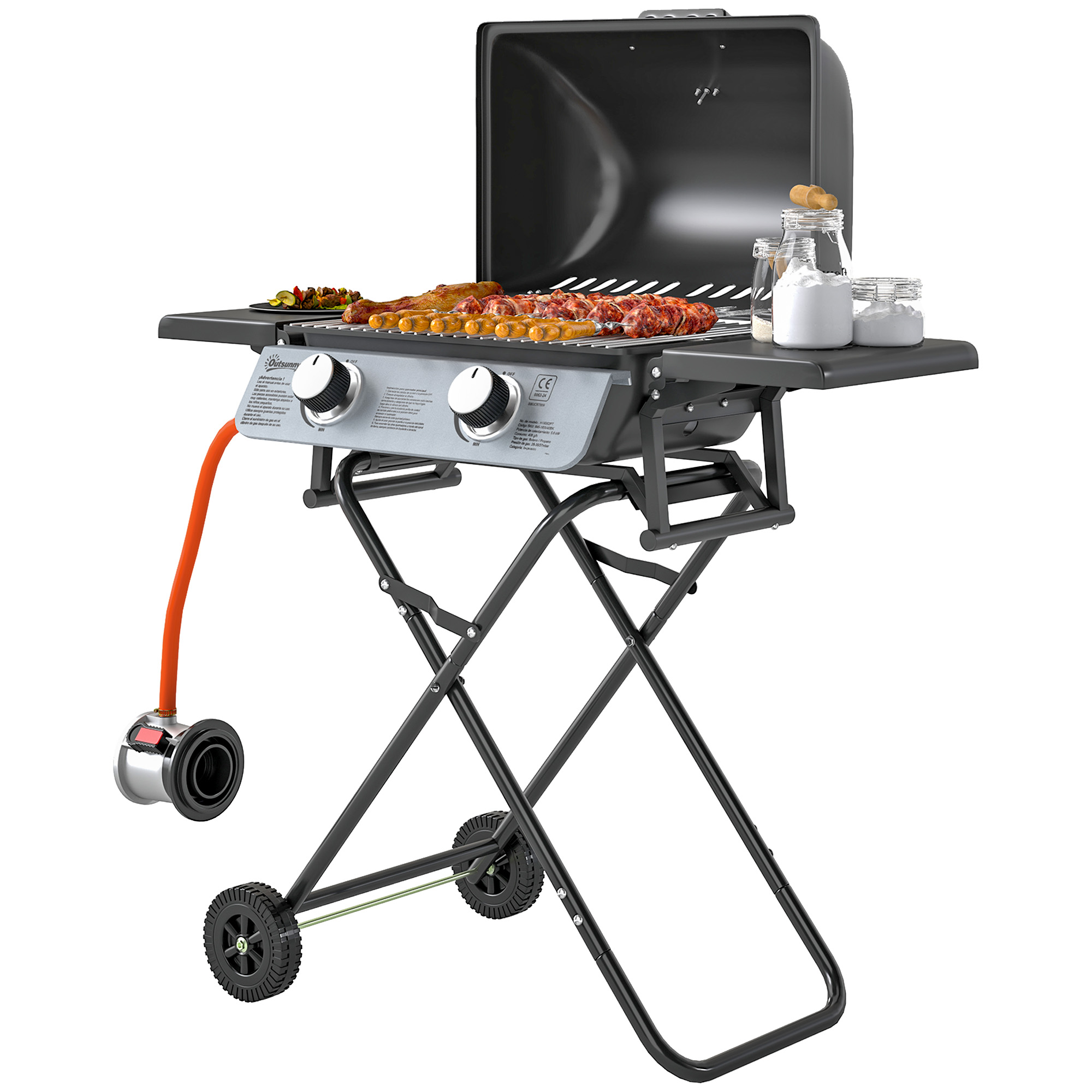 Gaasigrill, 2 põletit, must, 101 x 50 x 102 cm
