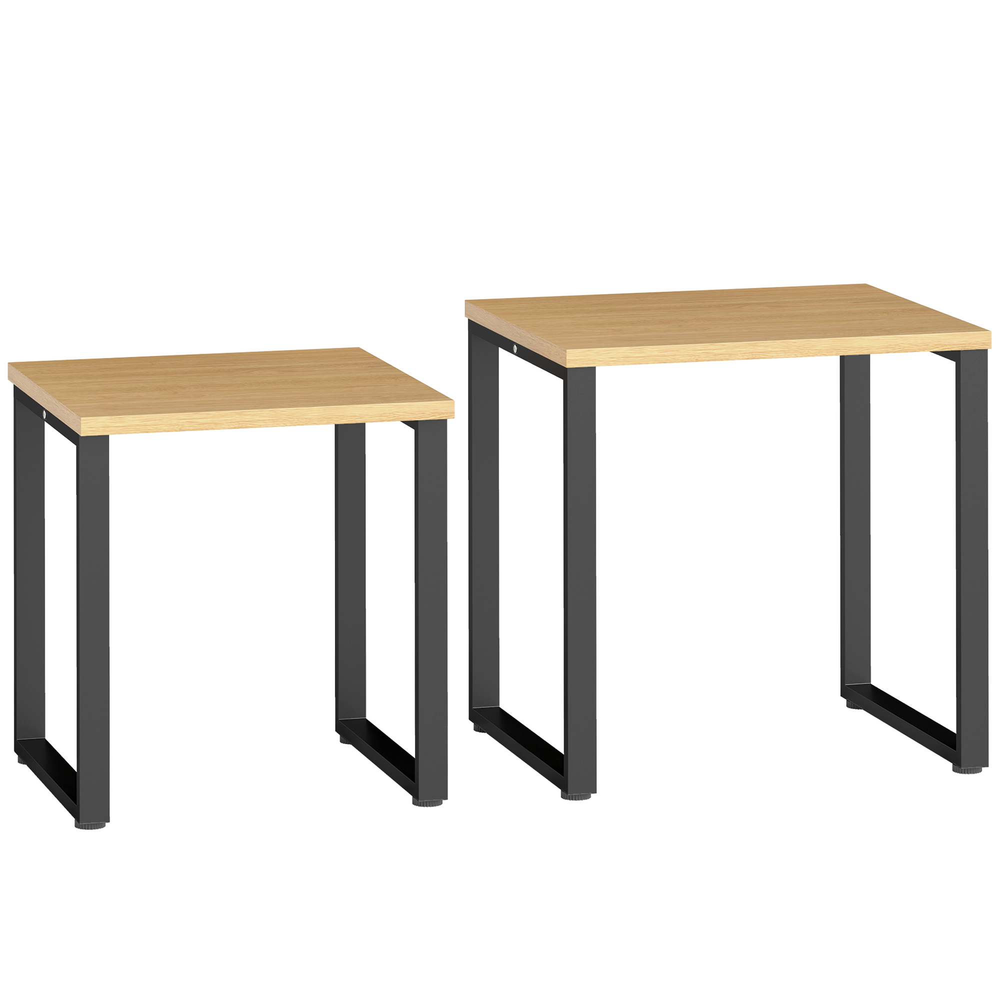 2-osaline kohvilaudade komplekt, naturaalne puit ja must, metallraam