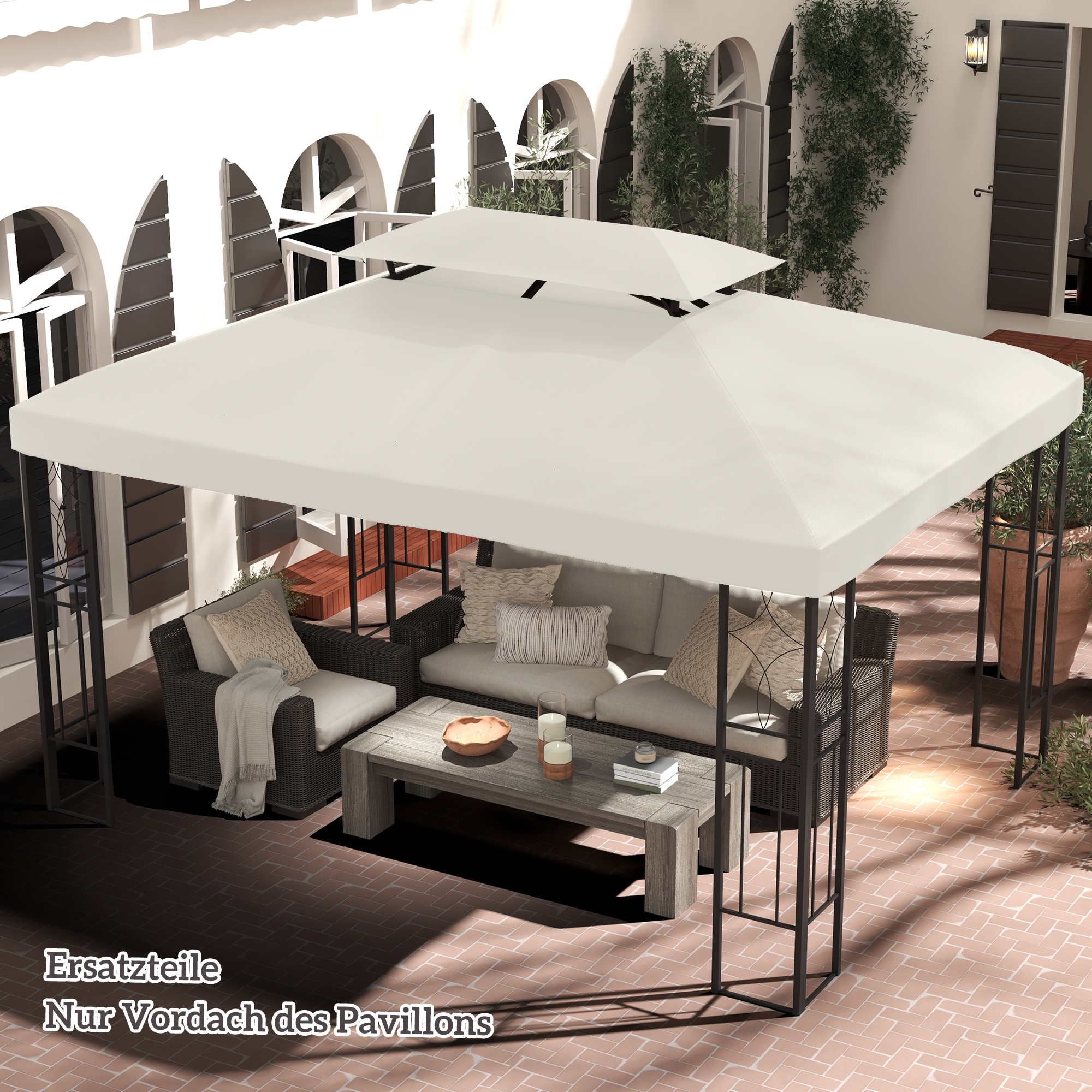 Paviljona jumts 3 x 4 m, krēmbalta, poliesters - Image 7