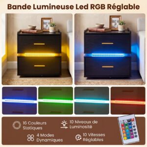 Öökapid 2 tk LED-valgustuse ja laadijaga must