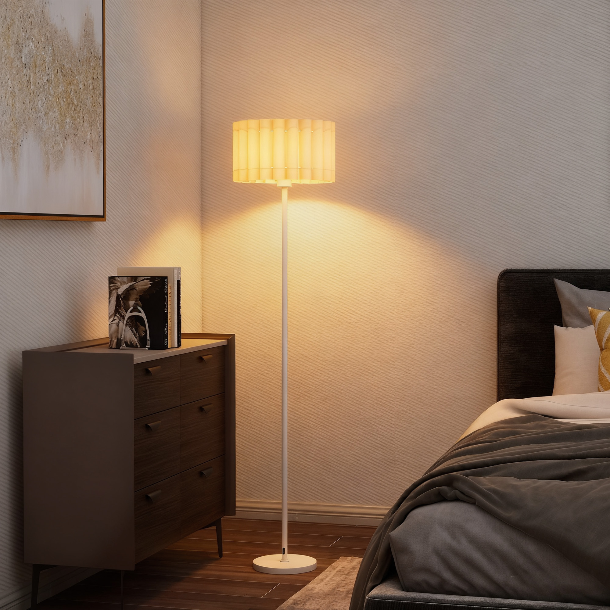 Retro stila stāvlampa, plastmasas abažūrs, balta, Ø35 x 153 cm - Image 2