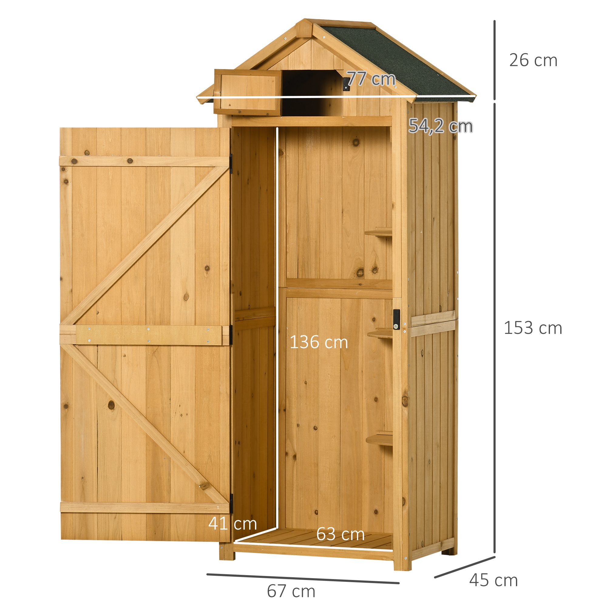 Puutarhakaappi, keltainen ja vihreä, 77 x 54,2 x 179 cm - Image 3