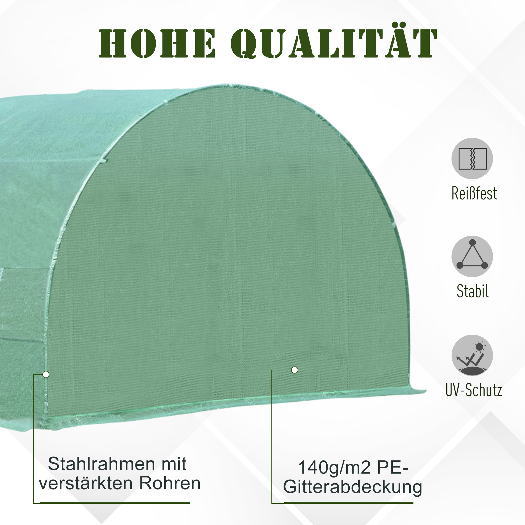 Folijas siltumnīca tunelis, zaļa, 595 x 300 x 200 cm - Image 5