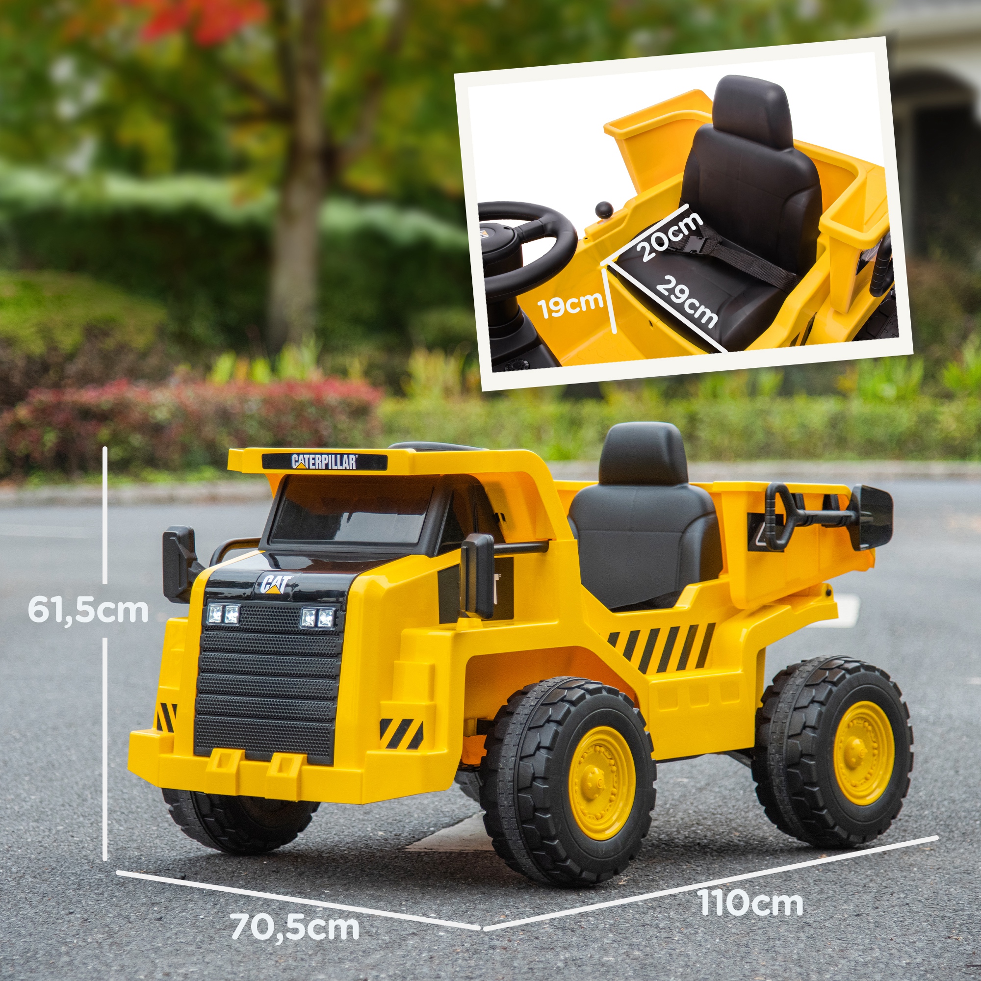 Elektrisks bērnu ekskavators Caterpillar, dzeltens, 110 x 70,5 x 61,5 cm - Image 3